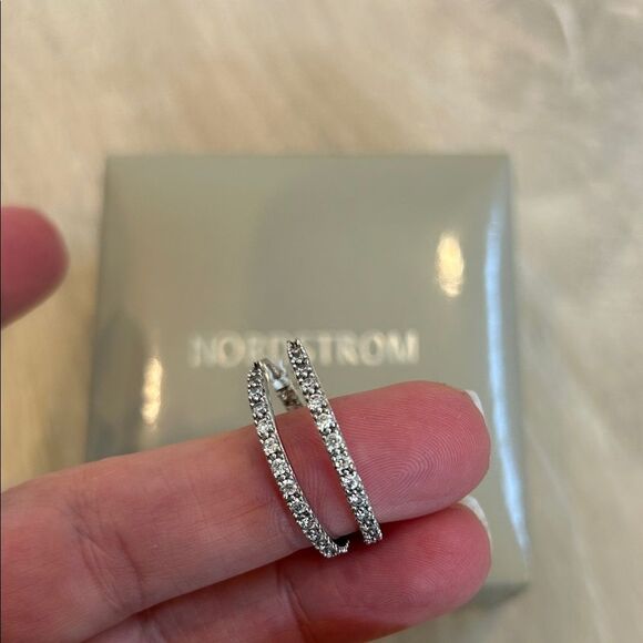 Nordstrom Silver Cubic Zirconia Hoop Earrings - Picture 2 of 3